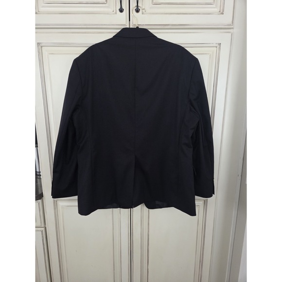 Haggar Two Button Navy Blazer Men's 46s Sport Coat Brushed Gold Buttons - Picture 2 of 15